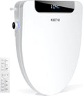 Smart Bidet Toilet Seat Elongated, KEETO Electric Heated Seat with Instant Warm Water, Warm Air Dryer, Front & Rear Wash, Oscillating Nozzle, Wireless Remote, Night Light, Soft Close Lid