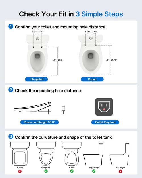 Smart Bidet Toilet Seat Round, KEETO Electric Heated Seat with Instant Warm Water, Warm Air Dryer, Front & Rear Wash, Oscillating Nozzle, Wireless Remote, Night Light, Soft Close Lid