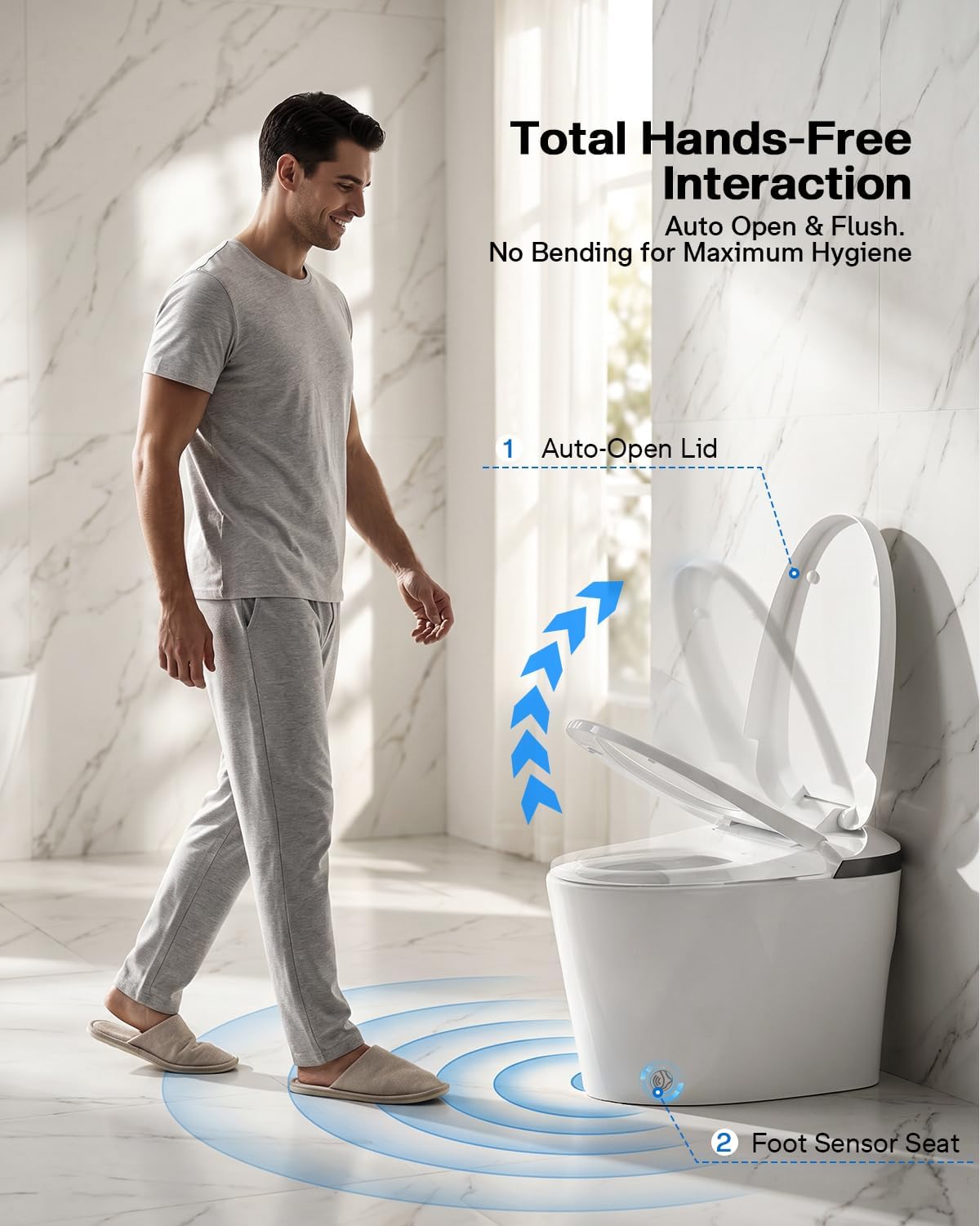 Smart Toilet with Bidet Built In, ADA Comfort Height Toilet, KEETO, T01A | 1000g MaP Flush, Auto Open/Close Lid, Foot Sensor Activated Seat, Heated Seat, Instant Warm Water, Warm Air Dryer, ECO