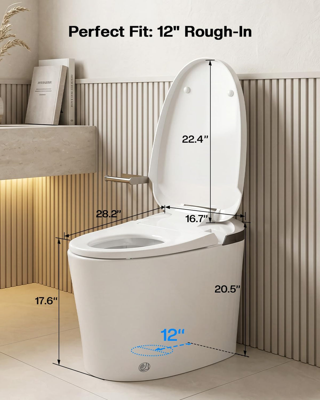 Smart Toilet with Bidet Built In, ADA Comfort Height Toilet, KEETO, T01A | 1000g MaP Flush, Auto Open/Close Lid, Foot Sensor Activated Seat, Heated Seat, Instant Warm Water, Warm Air Dryer, ECO