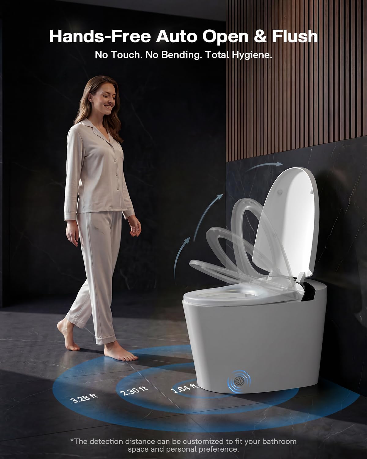 Smart Toilet with Bidet Built In, Auto Open/Close Lid, 1000g MaP Powerful Flush, Heated Seat, Instant Warm Water, Warm Air Dryer, Night Light, Bidet Toilet with Deodorization and ECO Mode, T02A